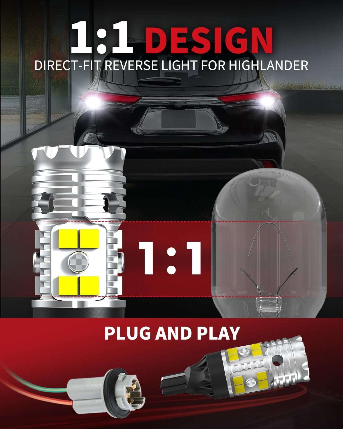 Bombillas LED 921 comp Toyota Highlander 6000K blanco frío