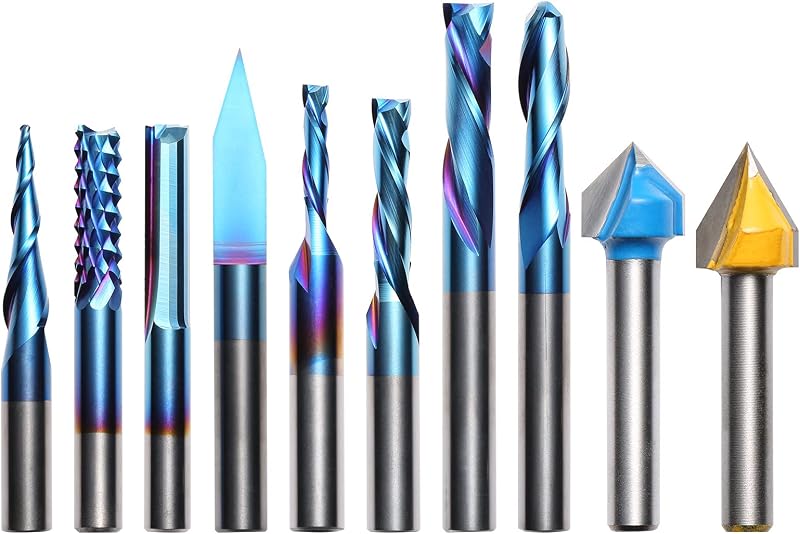Brocas enrutador CNC 1/4pulg revestimiento azul nano