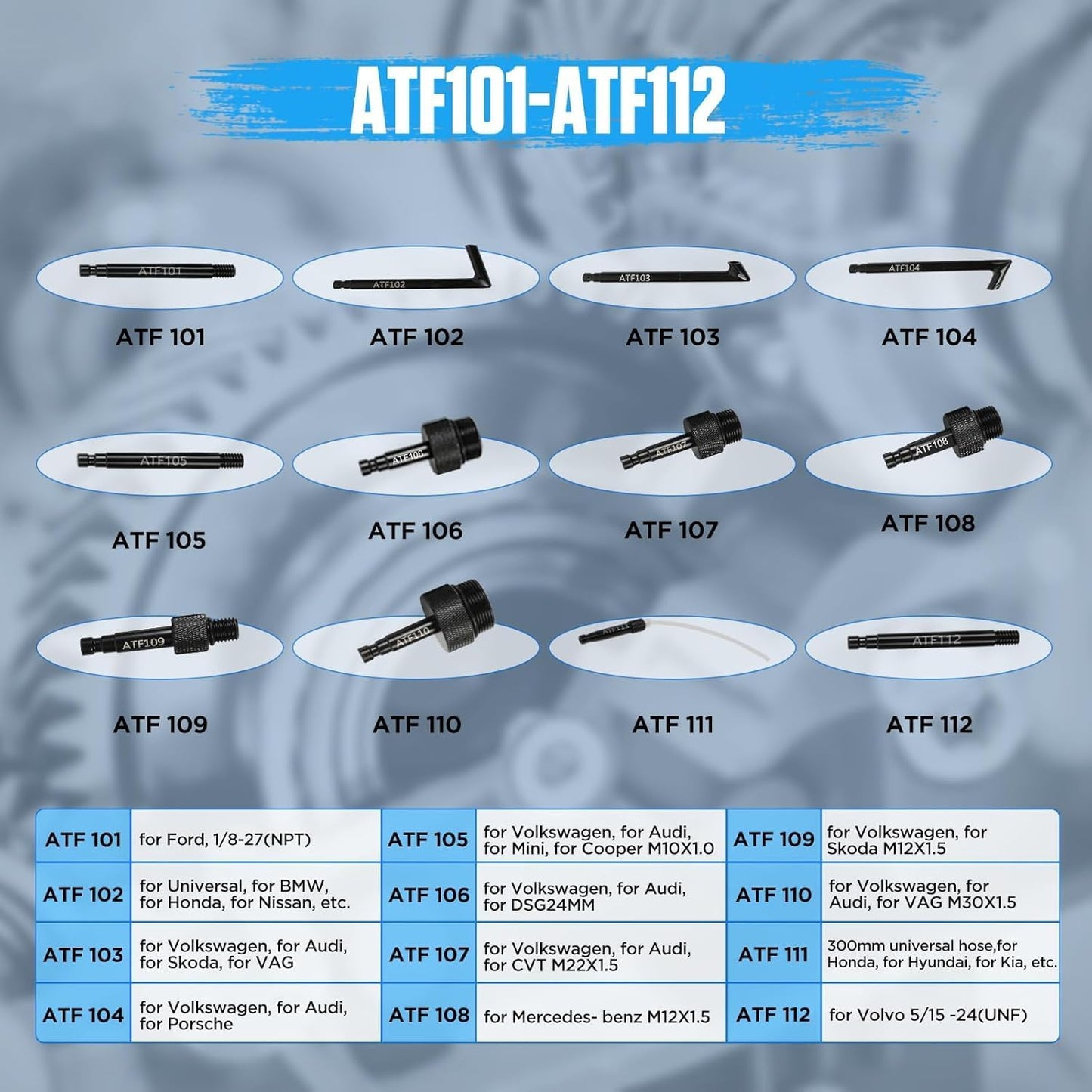 Adaptador llenado ATF para Toyota Nissan GM VW Audi CVT