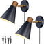 2 Apliques Pared Negro Moderno con Cable Encendido