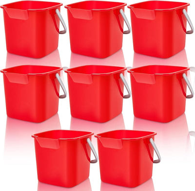 8 Cubos Desinfectantes Plástico 3qt con Asa Rojo