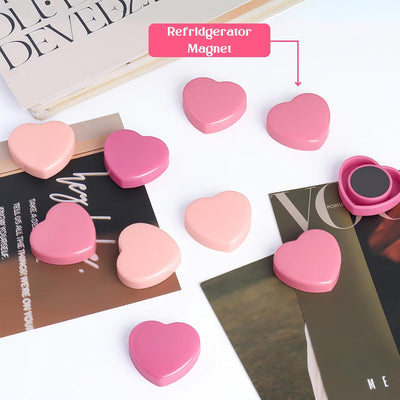 30 Imanes Corazón Rosa Fuertes para Pizarra Cocina Oficina