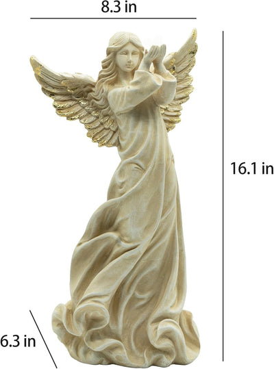 Estatua ángeles decorativa 16.1pulg blanca patio exteriores