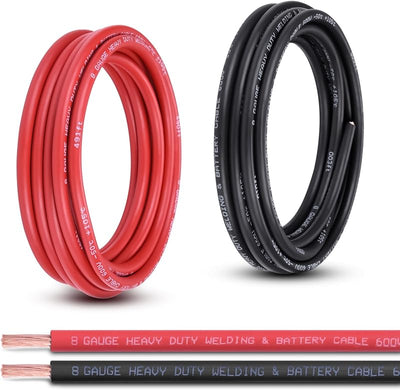 Cable batería 8-15 ft rojo/negro 8 AWG cobre OFC