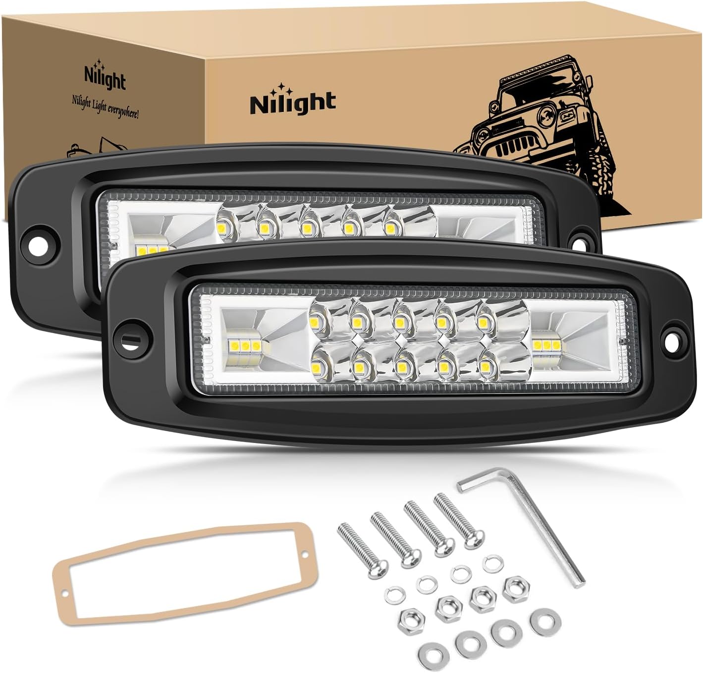 Módulos LED empotrado 6" 60W luz trabajo combo haz