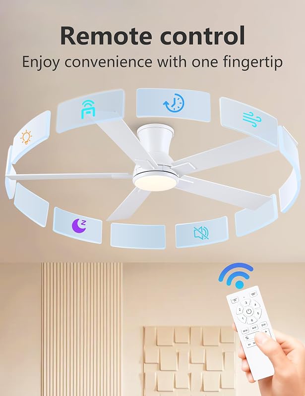 Ventilador techo 52pulg luz LED 3CCT 6 vel dormitorio