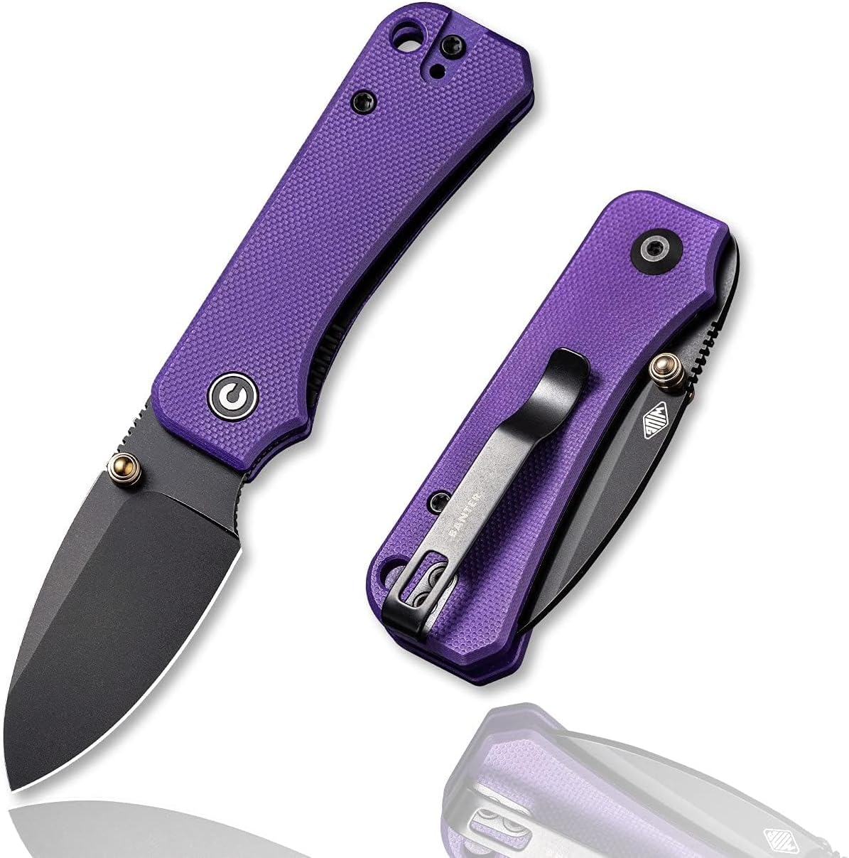 Cuchillo plegable EDC hoja 2.34pulg abridor titanio morado