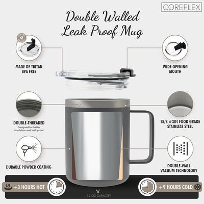 Vaso térmico acero inox 12oz con asa y tapa