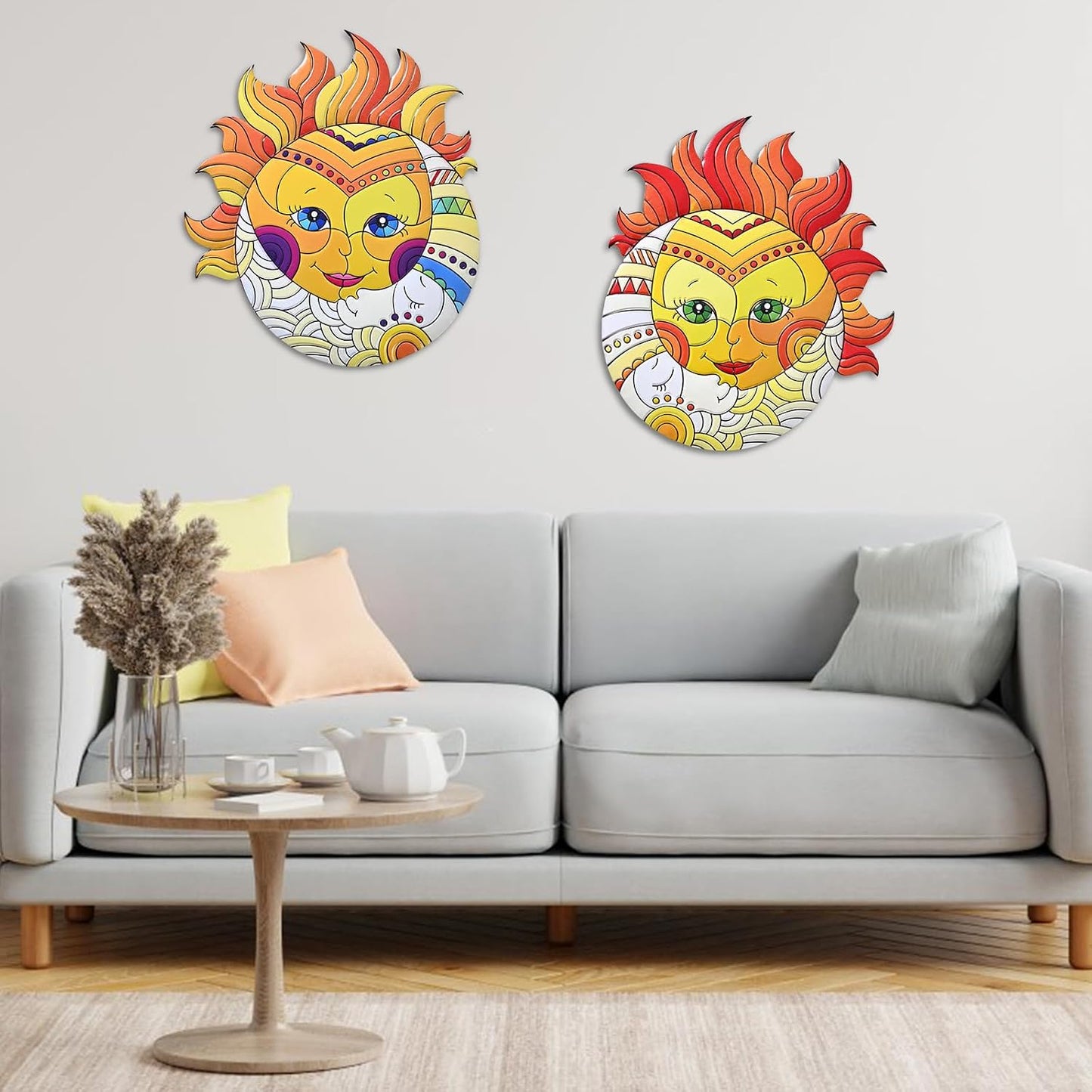 Decoración sol metal colgante para interiores exteriores 13"