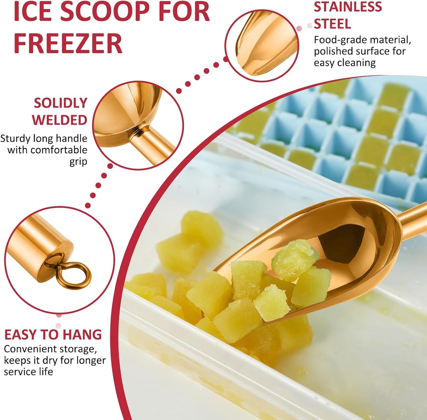 Cuchara hielo acero inox 3oz set 2 multiusos cocina bar