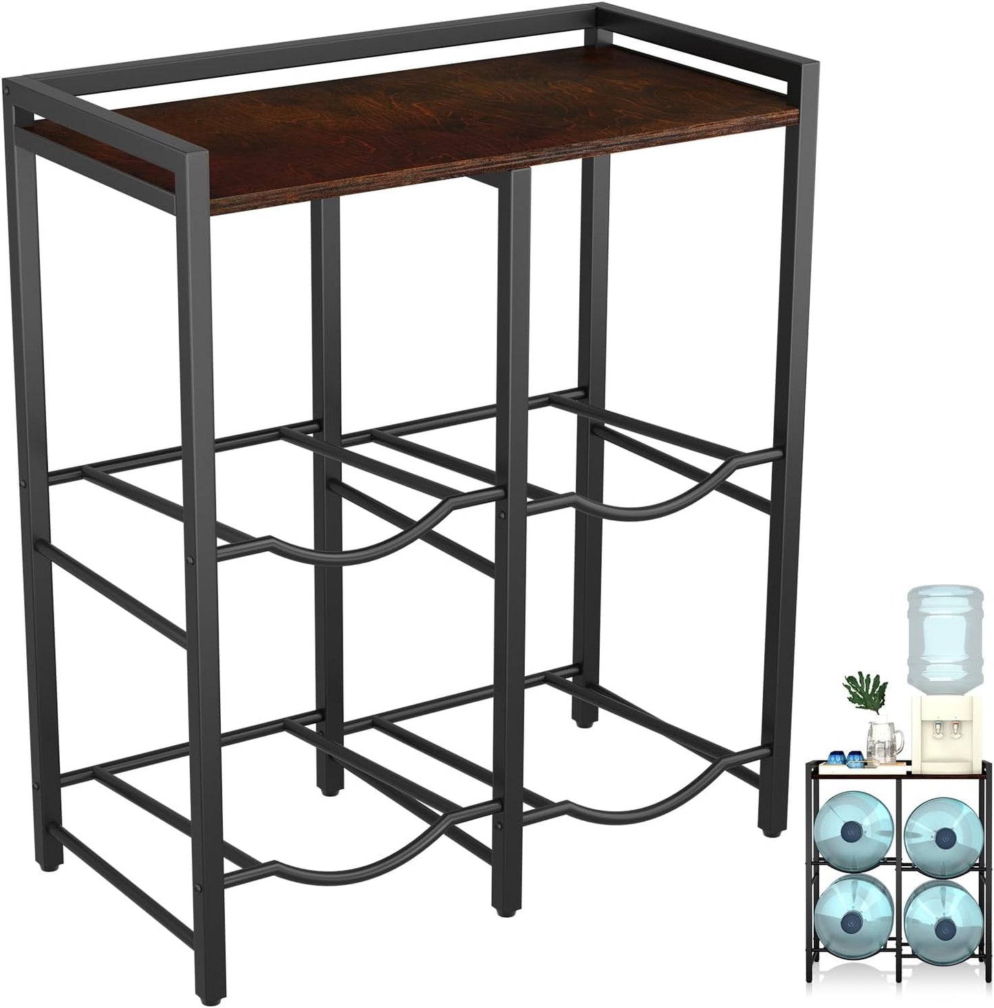 Soporte jarra 5gal madera marrón rústica con estante