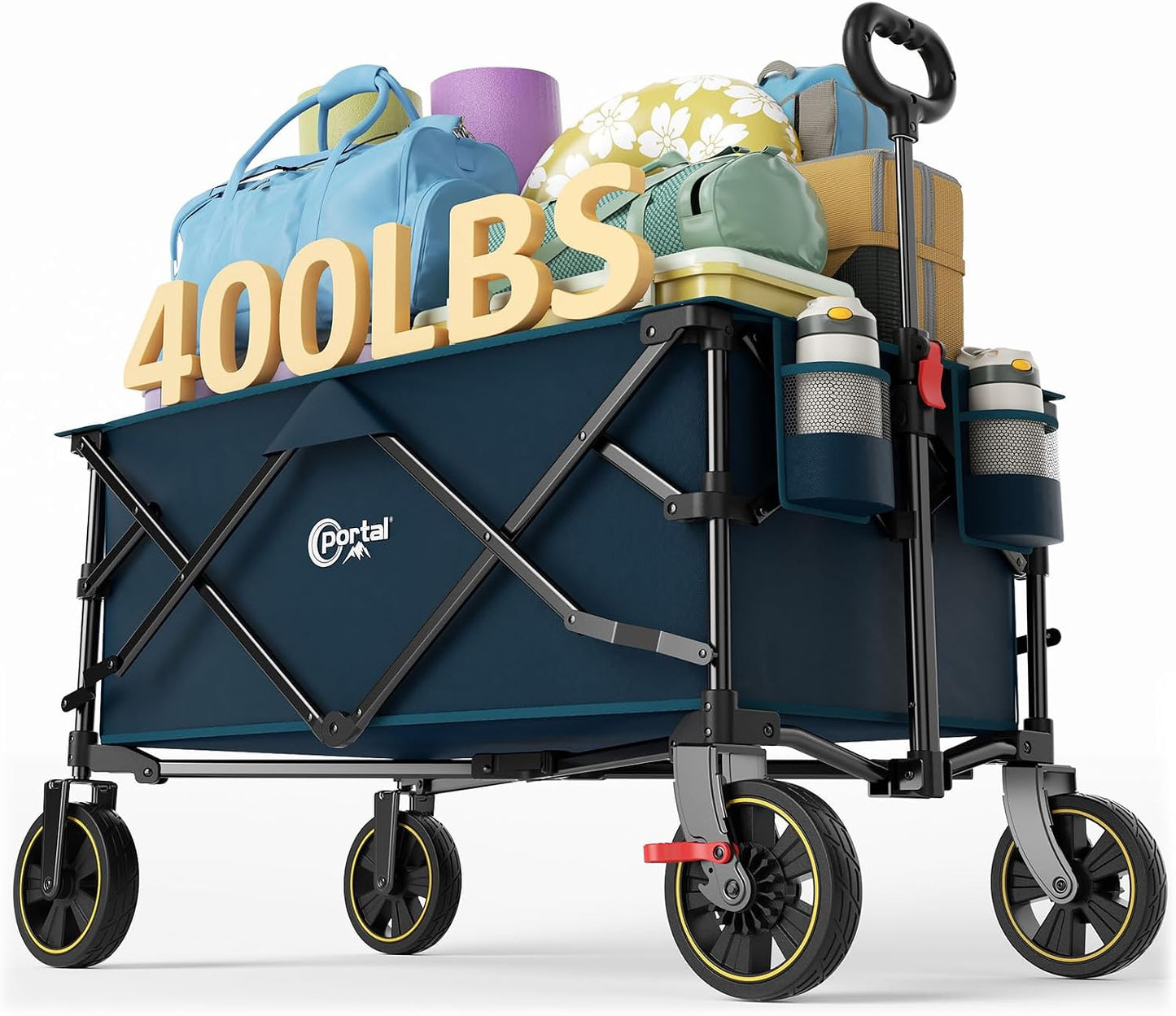 Carro plegable 400lb ruedas freno para acampar compras