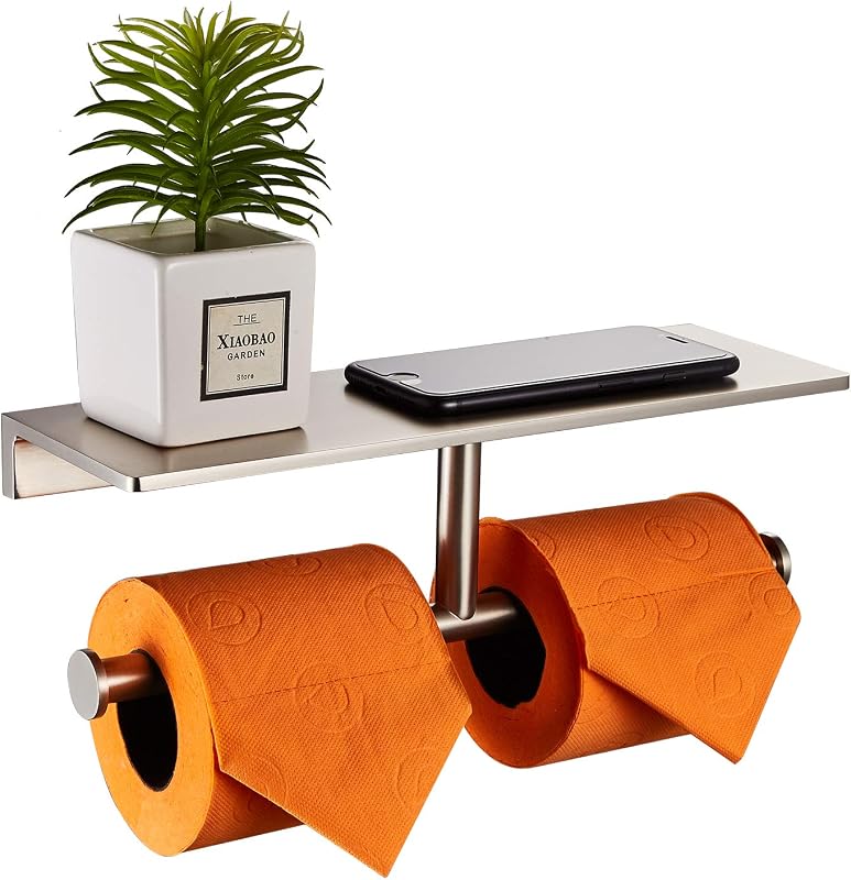 Soporte papel higiénico doble rollo estante latón