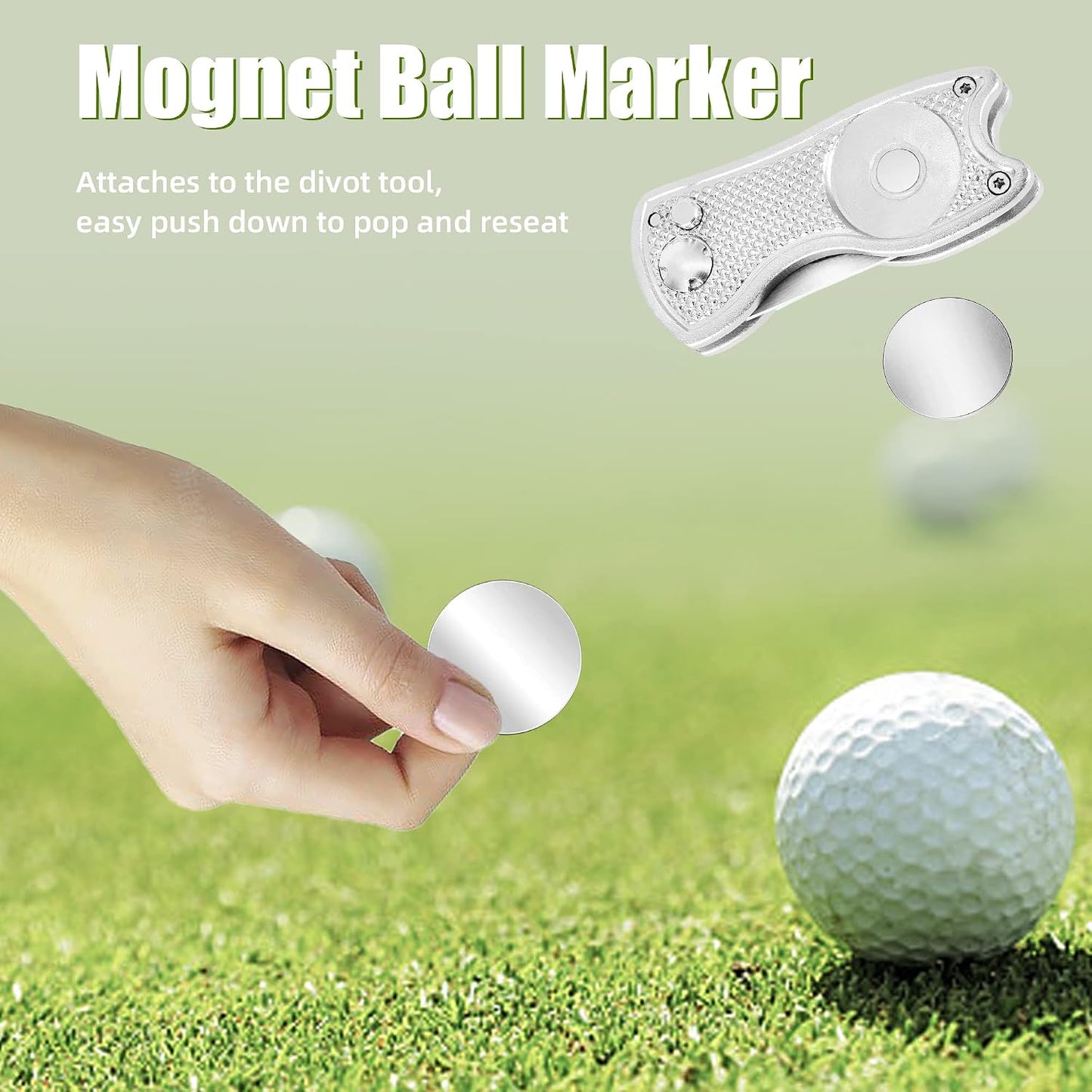 Herramienta divot golf plegable con botón y magnético set 2-6