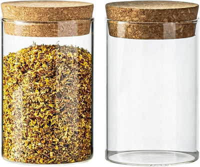 Contenedores vidrio 8.5oz con tapas corcho para café granos
