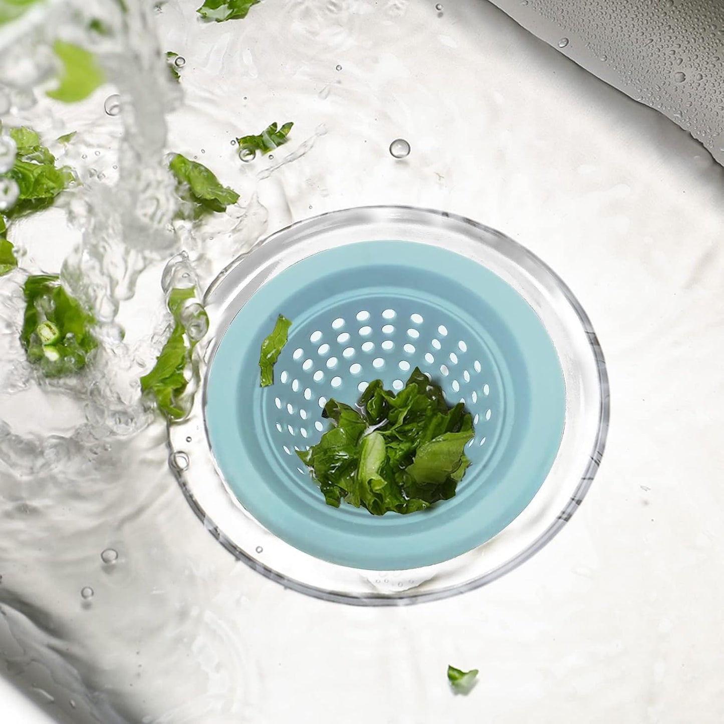 2 Coladores Silicona Inox 4.5pulg Azul Bebé