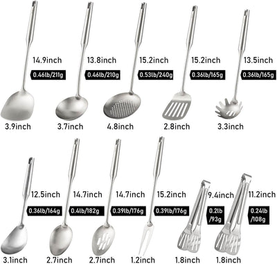 Set 11 Pzas Utensilios Acero Inox 18/10 15pulg