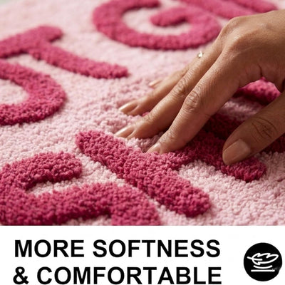 Alfombra baño ducha rosa copetuda microfibra antideslizante 24x