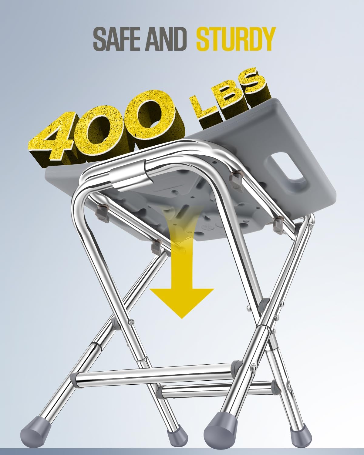 Silla ducha plegable acero inox 400lb gris
