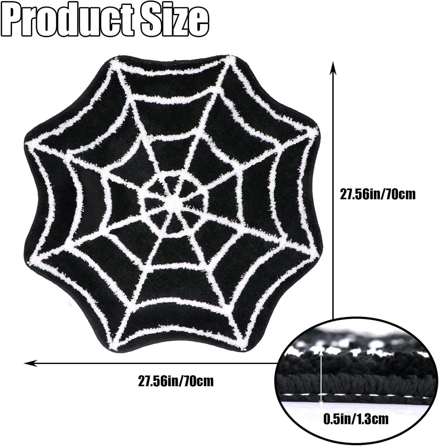 Tapete baño telaraña antiderrap 31x20" negro y blanco