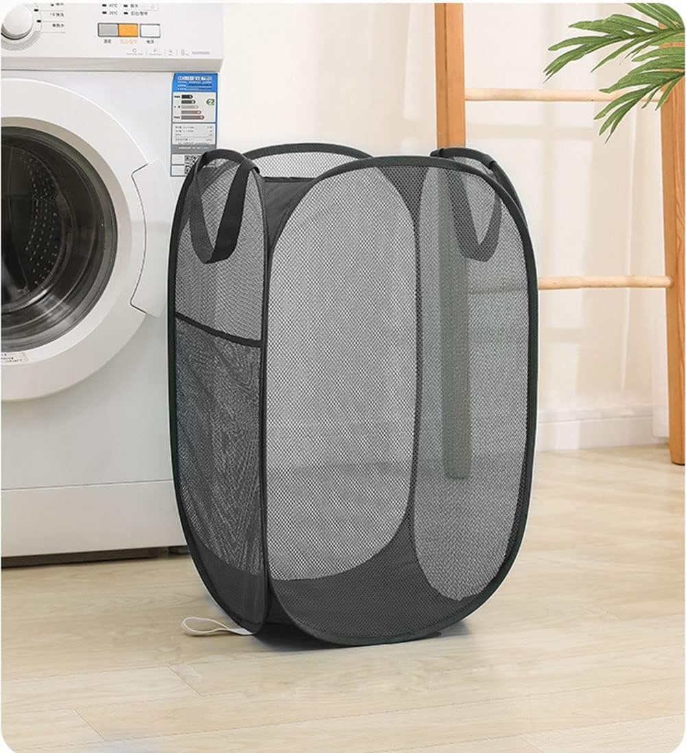 2 Cestas Plegables Malla Lavandería Negro Azul