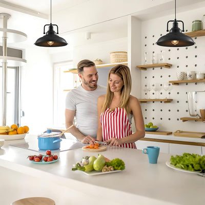 3 Pzas Lámpara Colgante Negra 12.5pulg Moderna Cocina