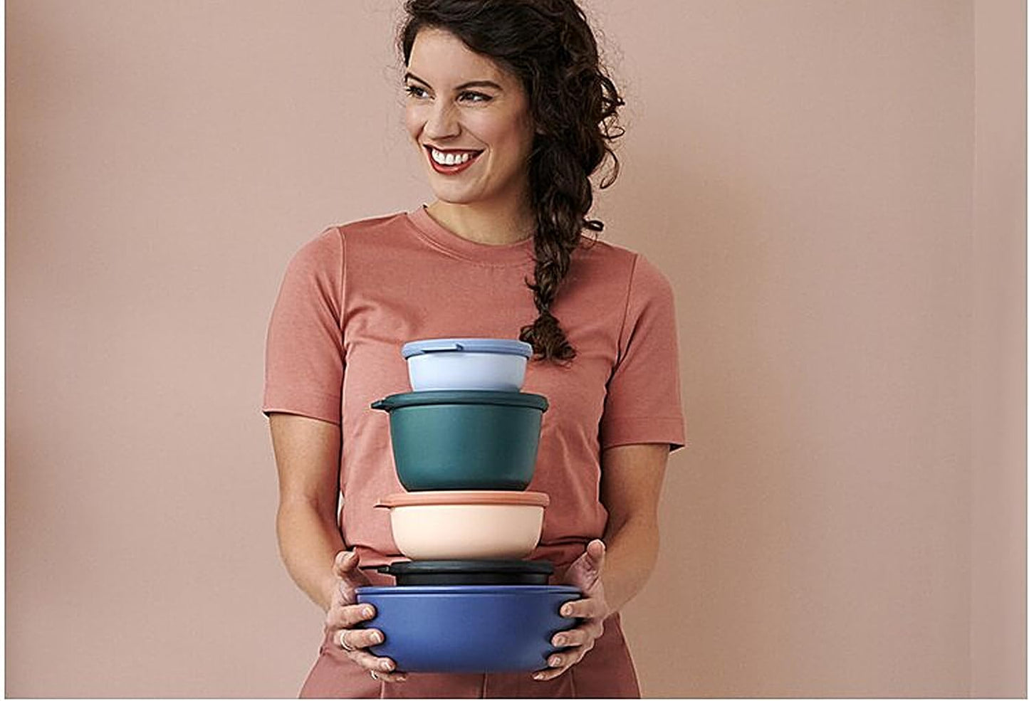 Cuenco Almacenar Servir Alimentos Tapa 17oz Negro