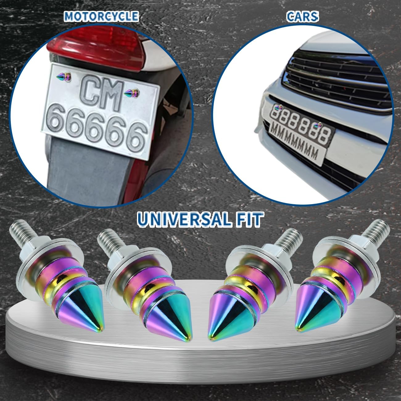 Kit pernos placa matrícula aluminio marco decorativo