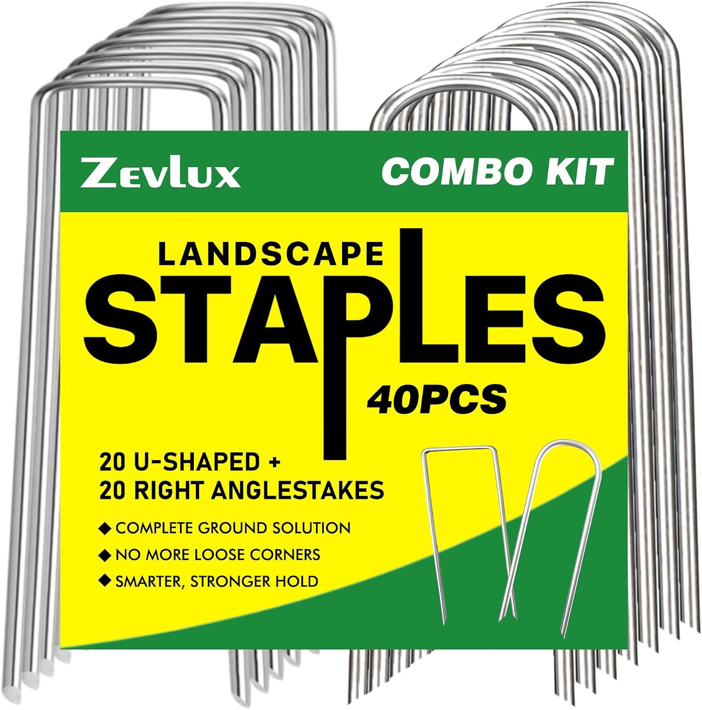 Juego 40 Grapas Paisaje 4pulg 20 U 20 Estacas Galvanizadas Jardín