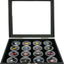 Caja expositora joyas 8.25x7.25" forro espuma bandeja negra