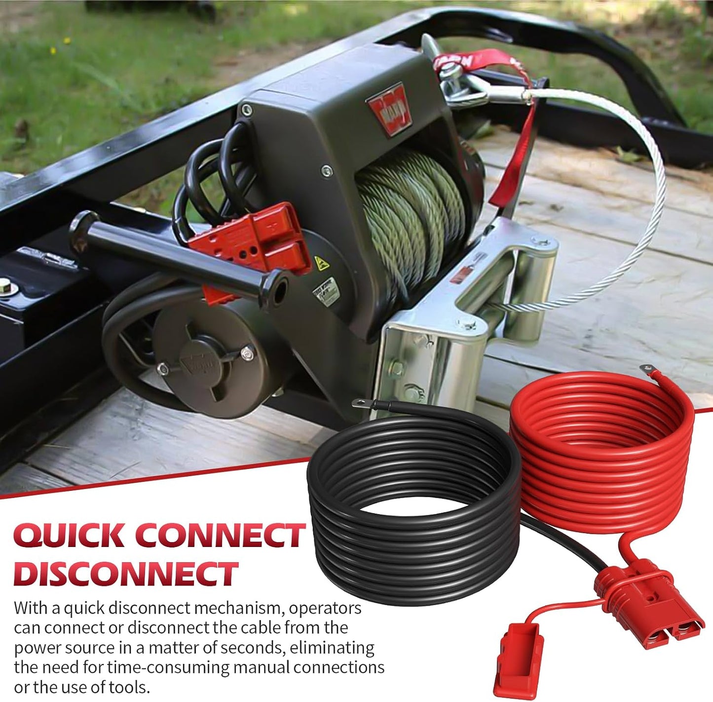 Cable cabrestante 24ft cobre 4AWG kit conexión rápida