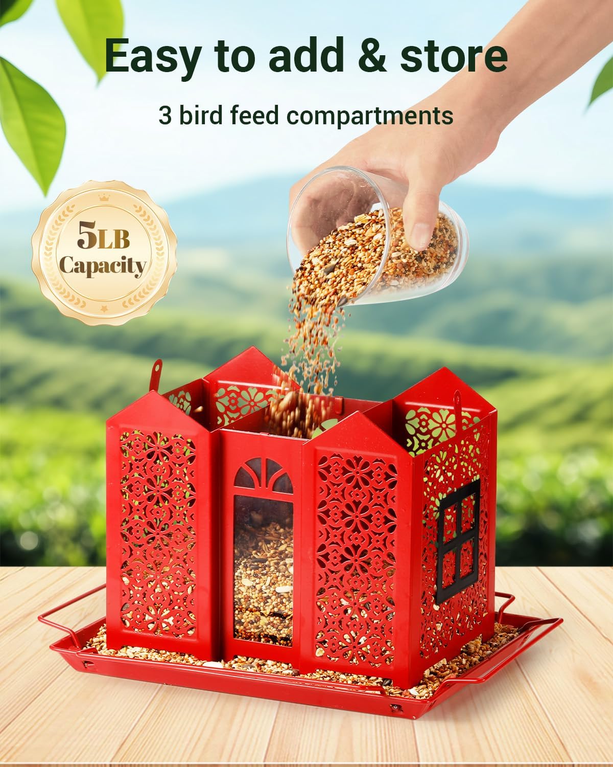 Comedero exterior metal malla para pájaros