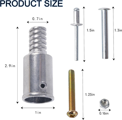 Set 3 Pzas Punta Roscada Metal para Postes 1pulg