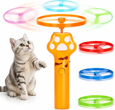 Juguete lanzador disco volador recargable 6 discos para gatos