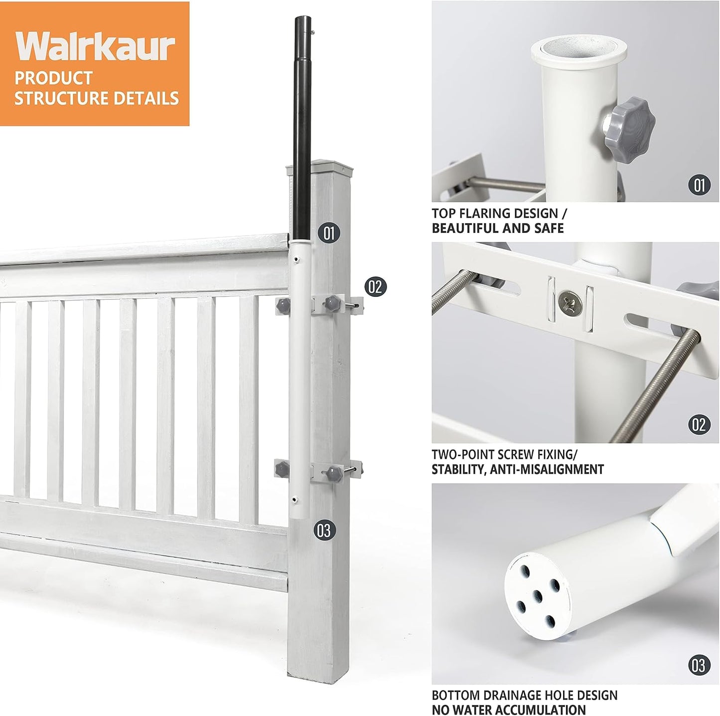 Soporte sombrilla acero inox 304 para poste terraza
