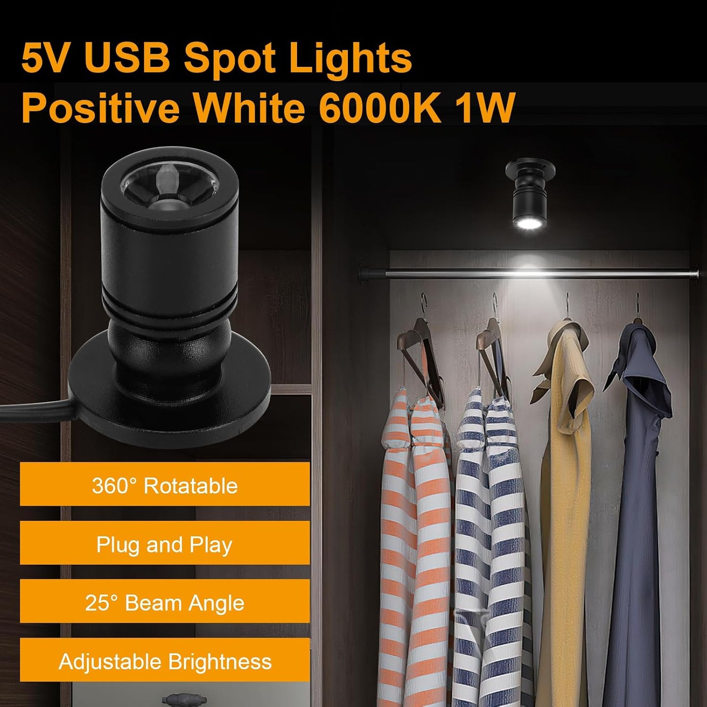 Foco LED USB 5V para armario arte joyas 6.6ft 1W