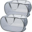 Cesta malla resistente para ropa sucia con bolsillo gris