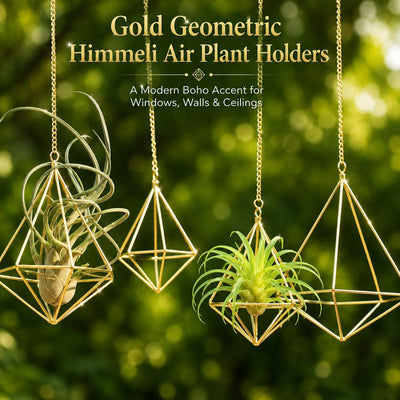 4 Soportes Geométricos Dorados para Plantas Himmeli