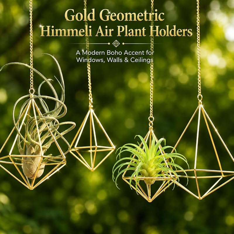 4 Soportes Geométricos Dorados para Plantas Himmeli