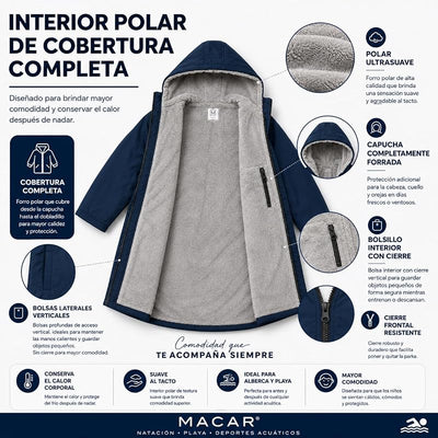 Parka natación impermeable forro polar piscina aire libre