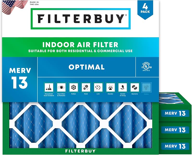 Filtro aire 25x25x2" MERV13 plisado electrostático 4 pzas