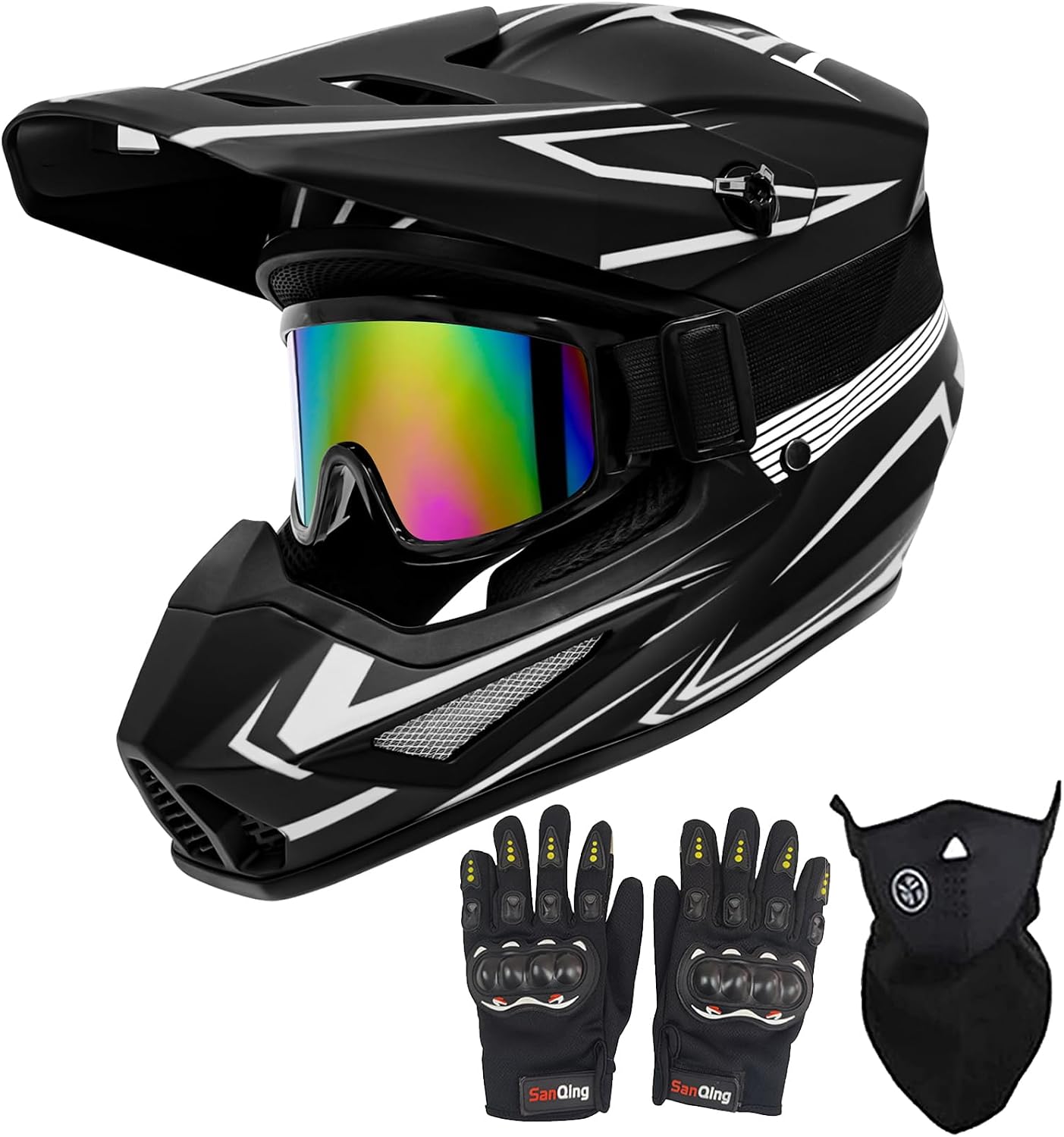 Casco motocross para niños set 4 pzas con guantes gafas