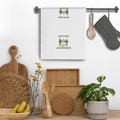 Toallas de cocina de campamento para cámper sin luces de ciudad 16 x 24