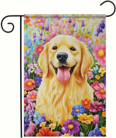 Bandera jardín Golden Retriever 12x18pulg doble cara