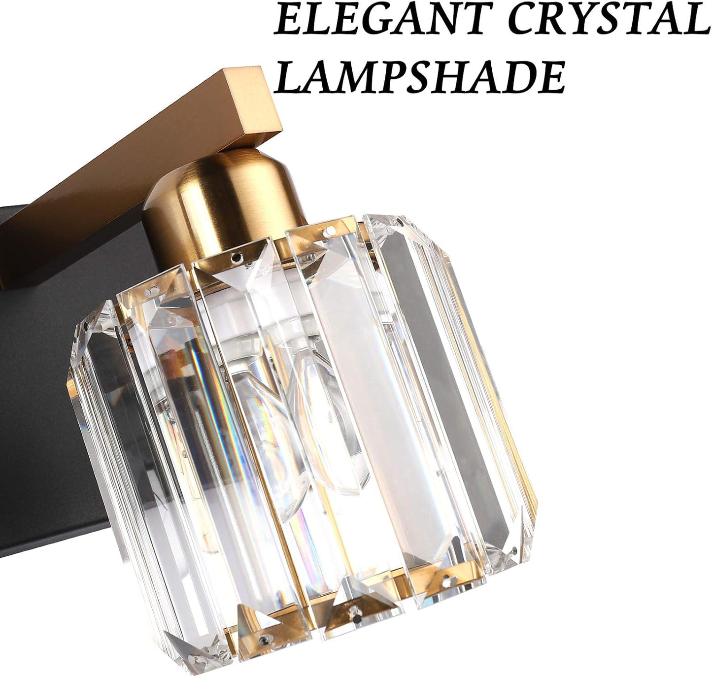 Lámpara tocador cristal negro 3 luces baño moderna