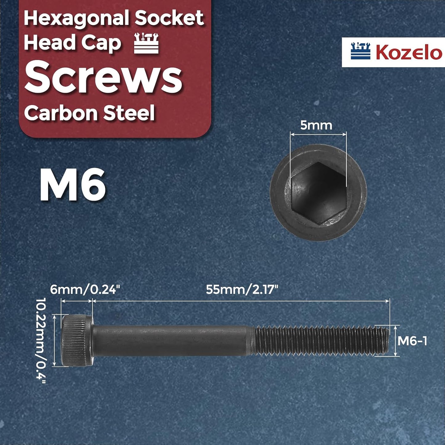 40 Pzas Tornillo M6-1x55mm Acero Aleación Grado 12.9 Negro