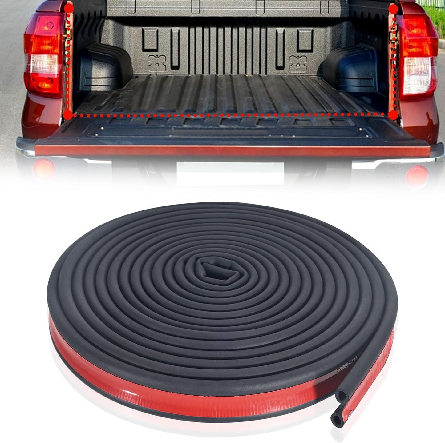 Junta neopreno autoadhesiva puerta camión 295x1.5" negro
