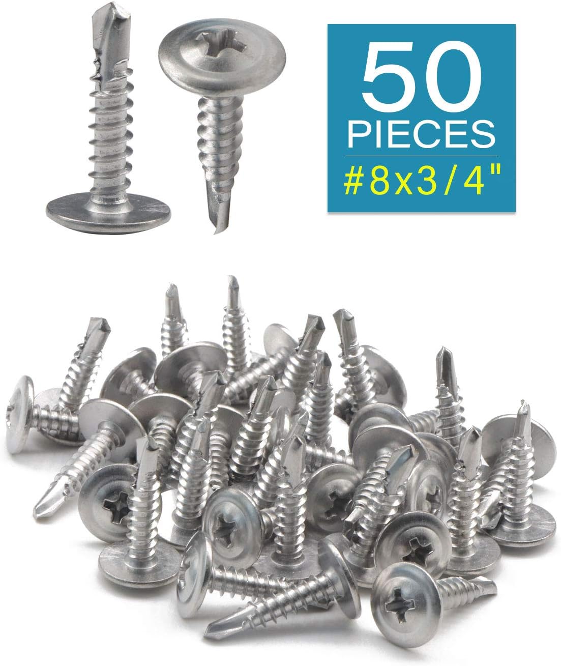 Tornillos braguero auto perforantes #8x3/4 acero inox madera MDF