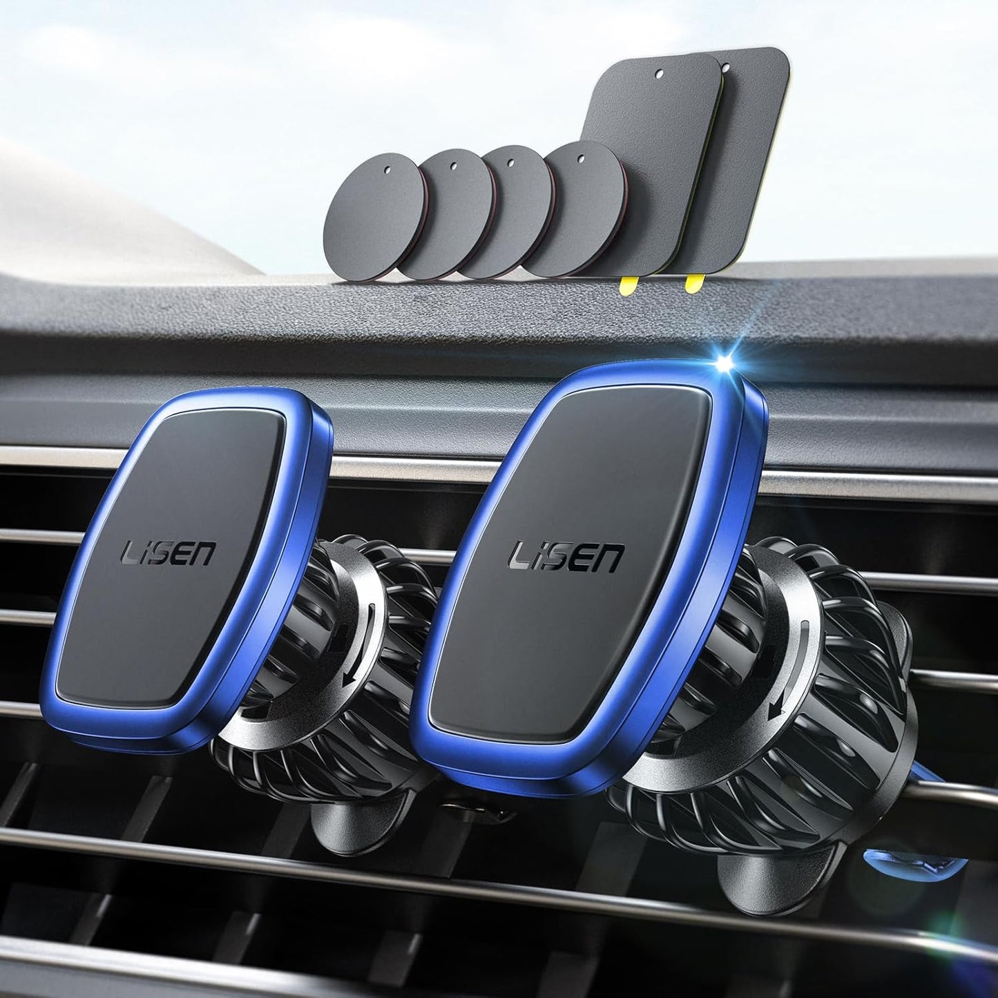 2 Soportes magnéticos para teléfono celular coche azul