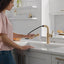 Grifo cocina oro cepillado rociador extraible bronce champán